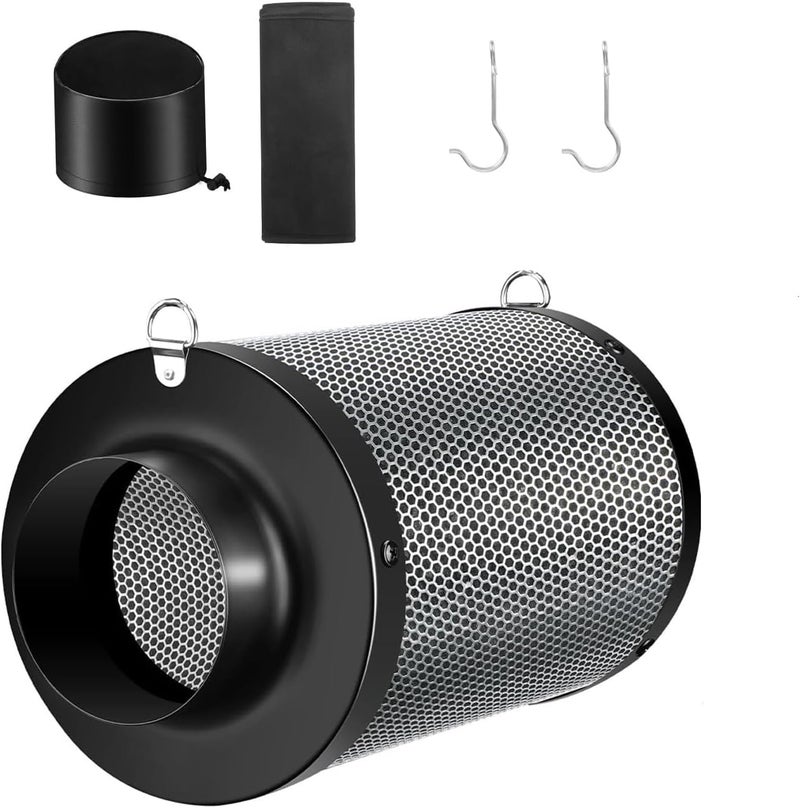 ATOUR 4" Air Carbon Filter with Australian Virgin Charcoal – Superior Odor Control for Grow Tent Smelliniss Scrubber, Inline Fans, Hydroponics. Includes Pre-Filter & Insulated Flange 4"x11" - Image 1